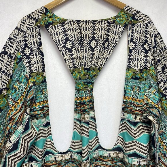 Dizzy Lizzy Bohemian Aztec Fringe Hem Open Front Cardigan Women Small Multicolor - Picture 13 of 15